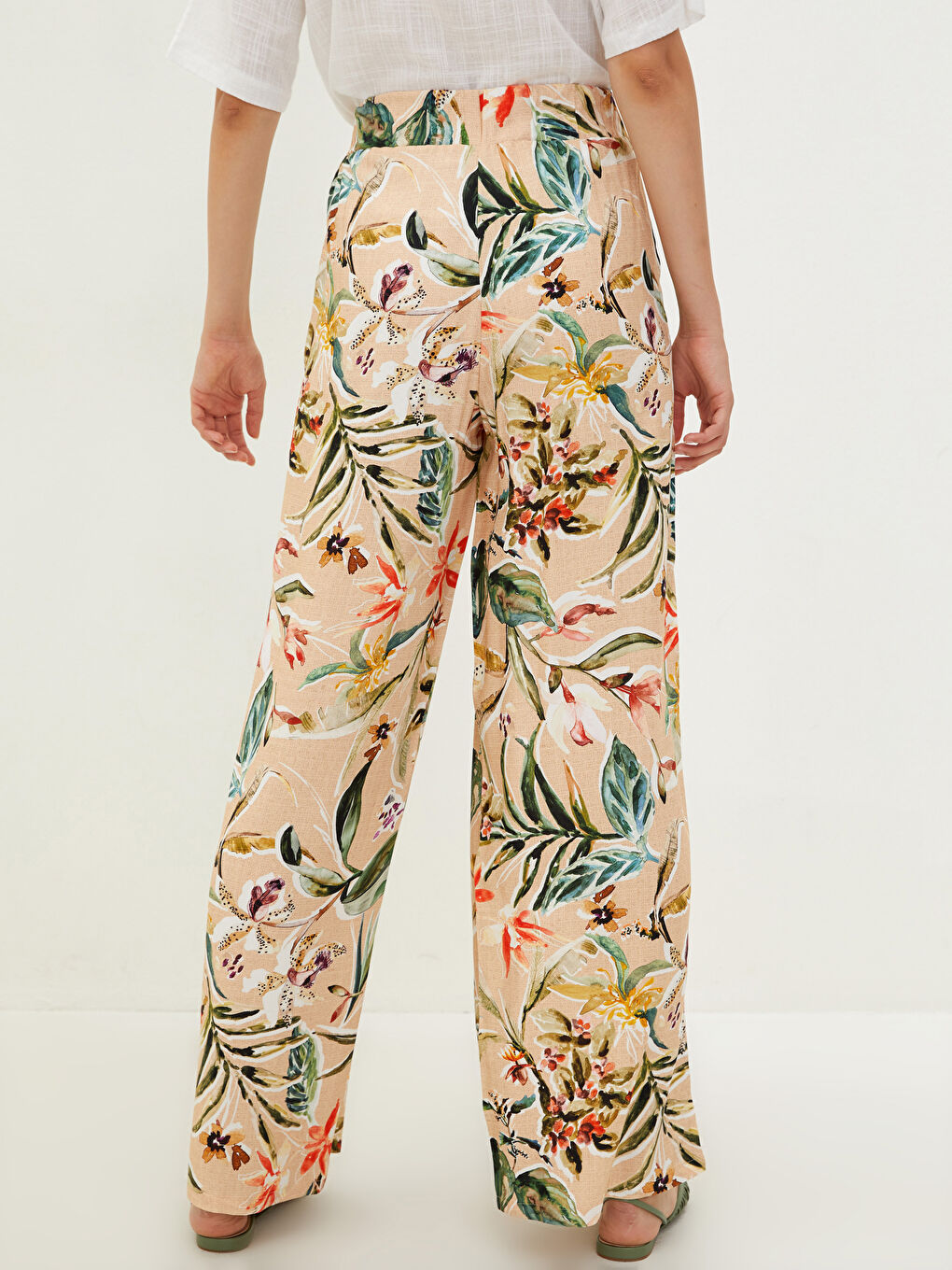 Pantalone od viskoze sa elastičnim strukom i cvetnim dezenom za žene-4