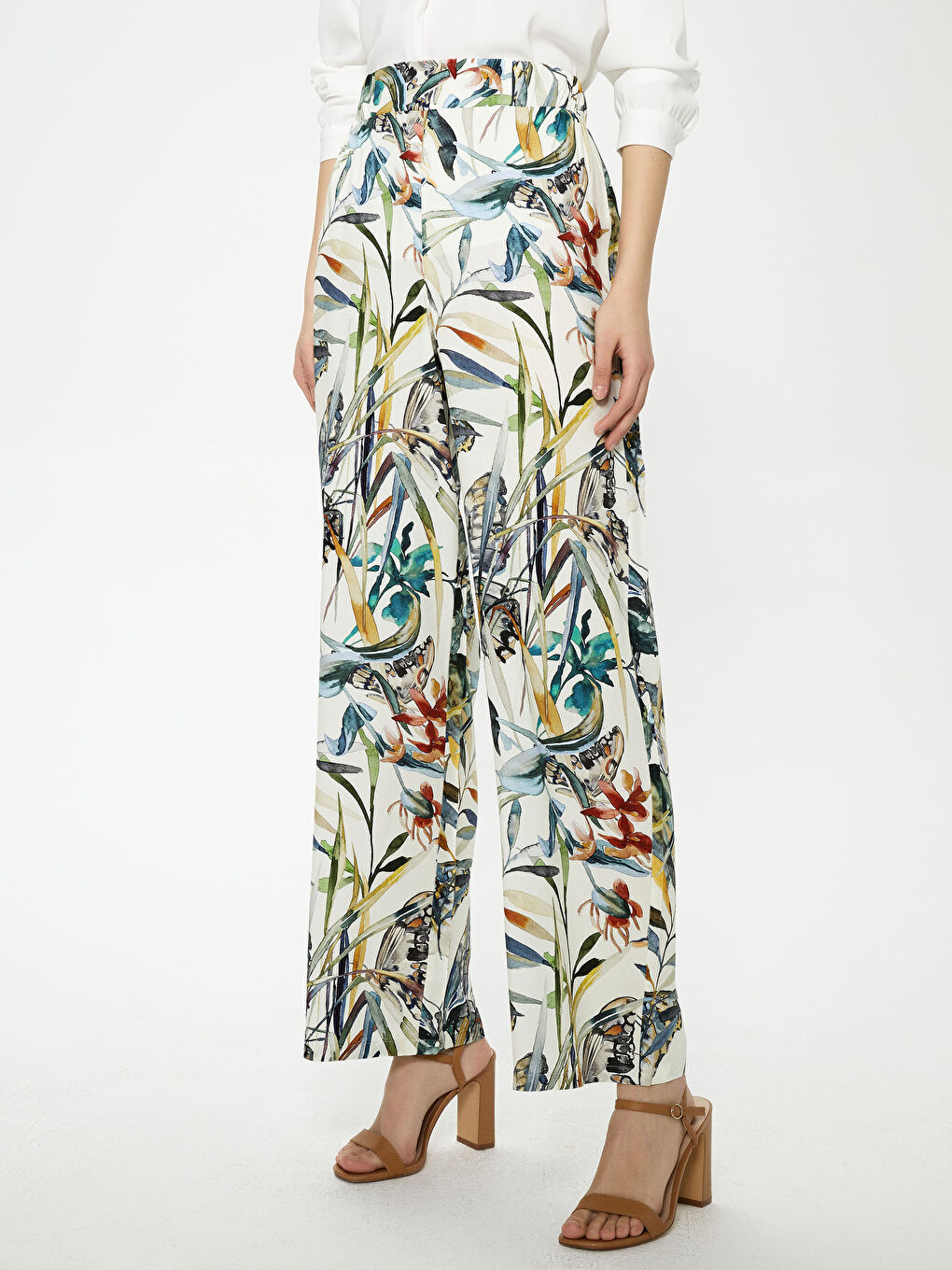 Elastic Waist Printed Viscose Women Trousers-3