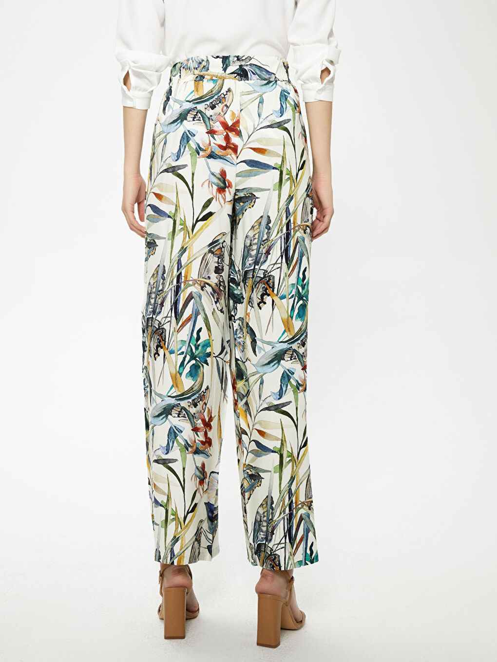 Elastic Waist Printed Viscose Women Trousers-4