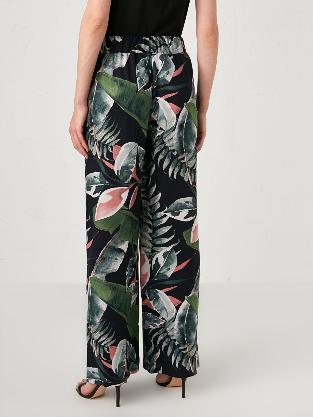 Elastic Waist Printed Viscose Women Trousers-2