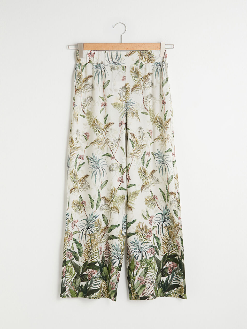 Pantaloni Damă Din Vâscoză Cu Imprimeu Și Talie Elastică-5