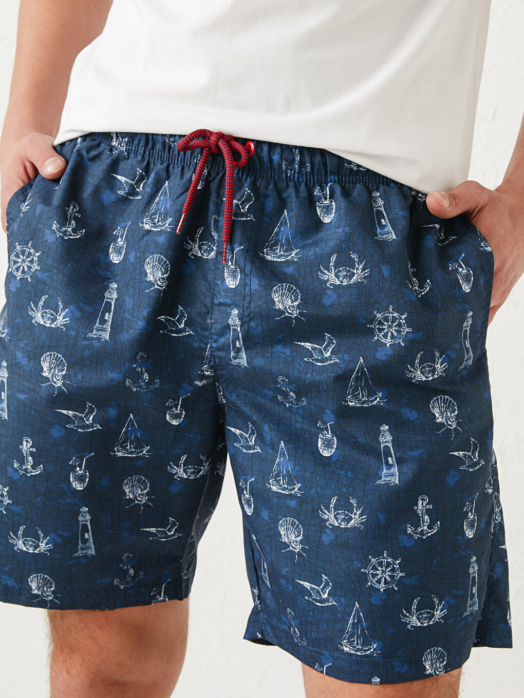 شورت سباحة منقوش طول الركبة رجال-3