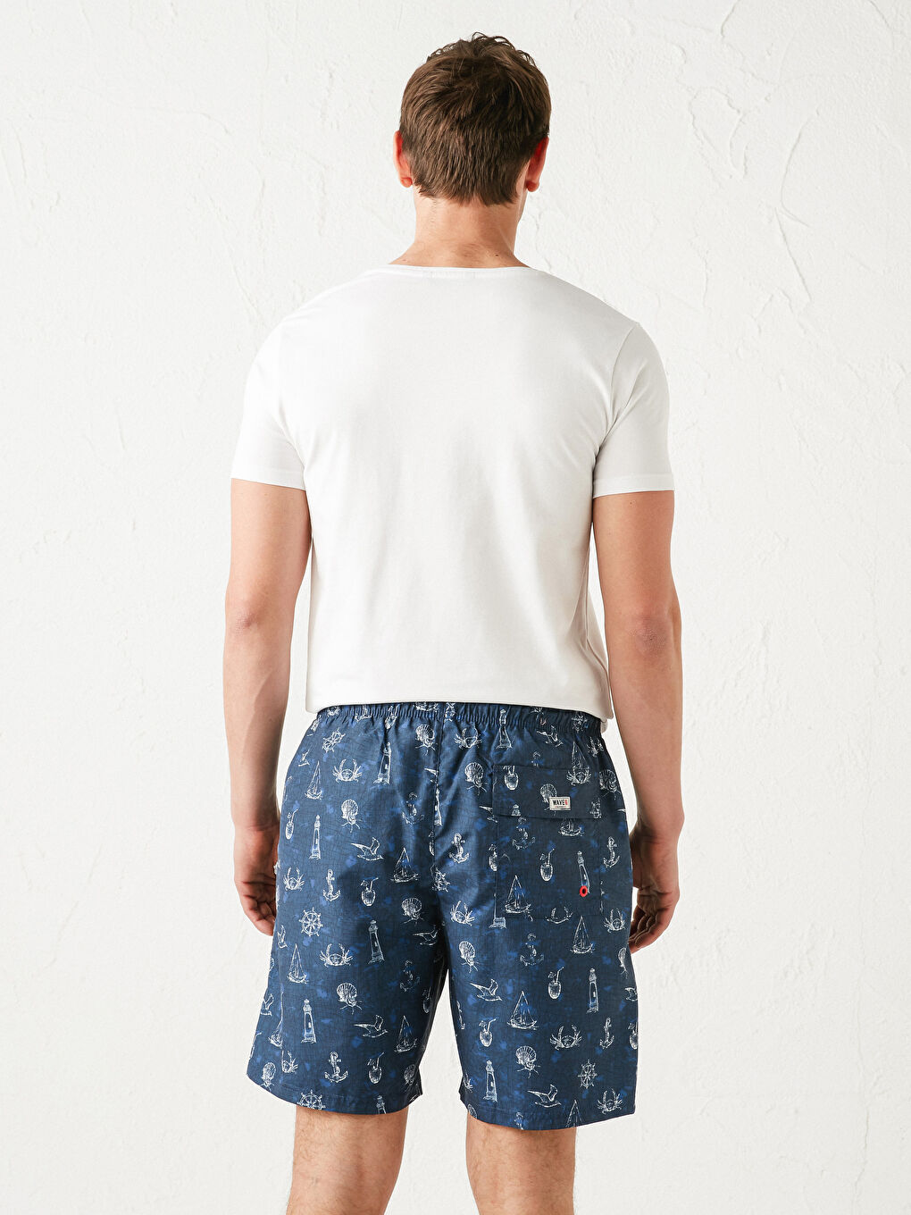 شورت سباحة منقوش طول الركبة رجال-4