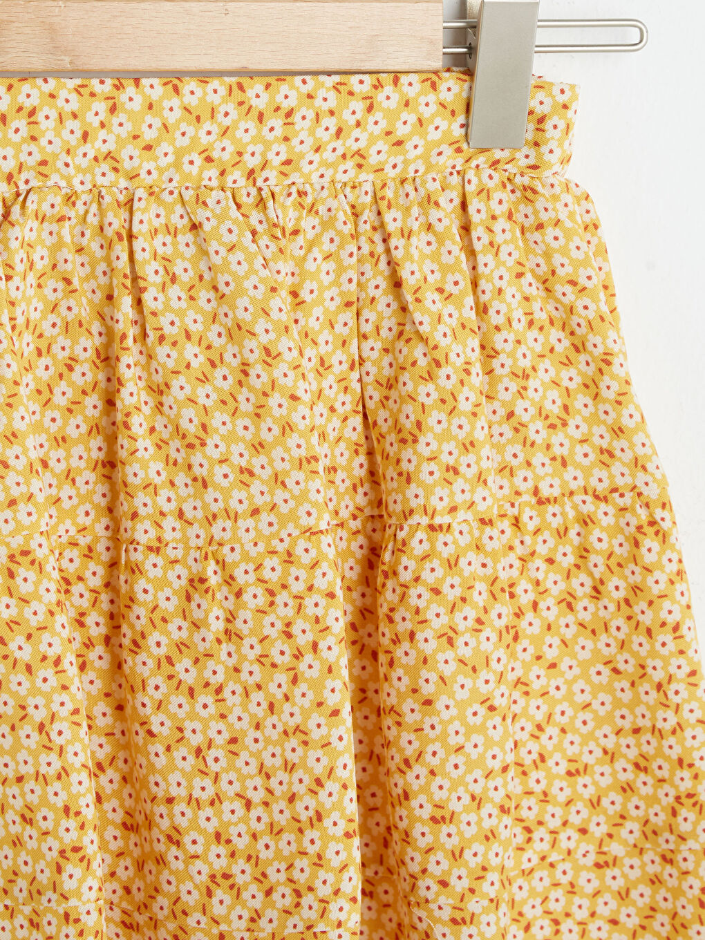 Sarı Kayık Yaka Kısa Kollu Baskılı Kız Bebek Bluz ve Etek 2'li Takım-2