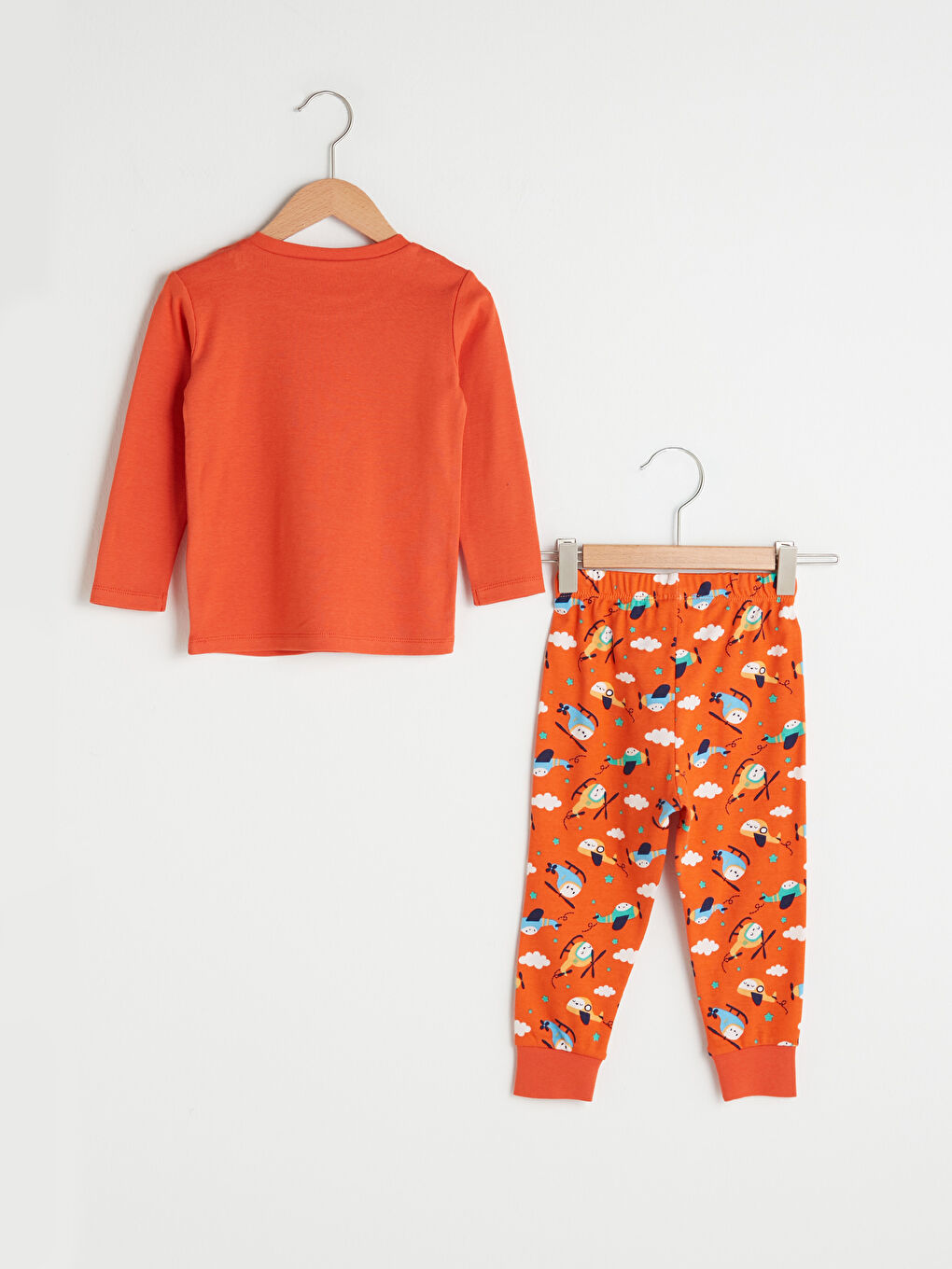 Crew Neck Long Sleeve Printed Cotton Baby Boy Pajama Set-1