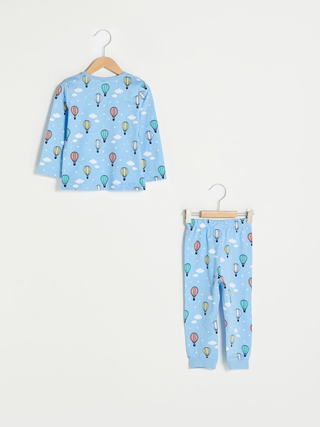 Пижамный комплект для малышей мальчиков с круглым вырезом, длинным рукавом и принтом-1