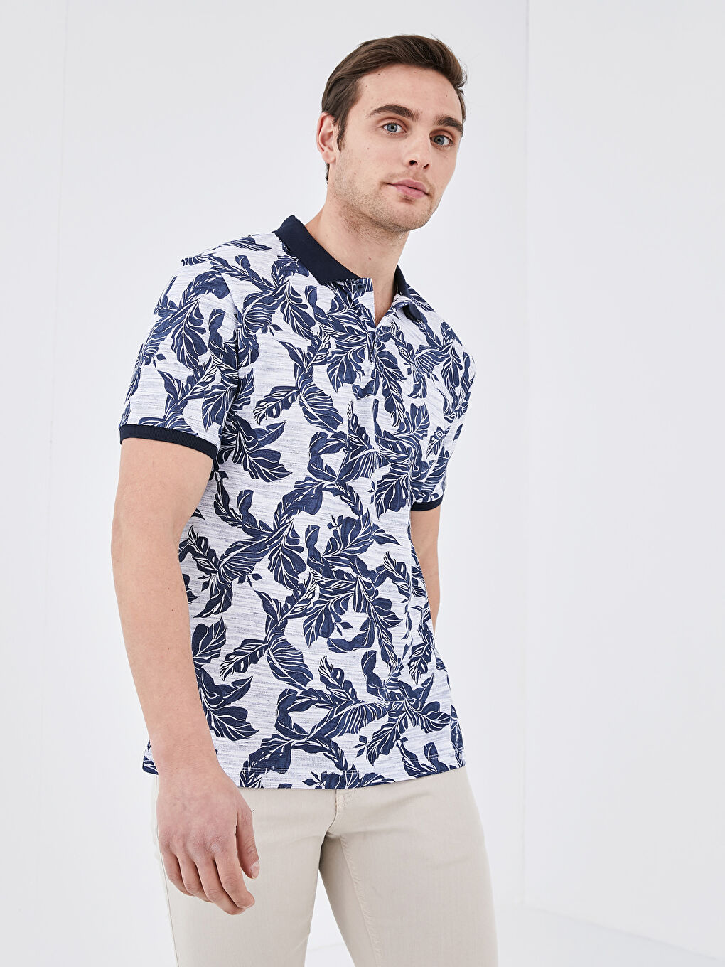 İndigo Polo Yaka Kısa Kollu Desenli Pike Erkek Tişört