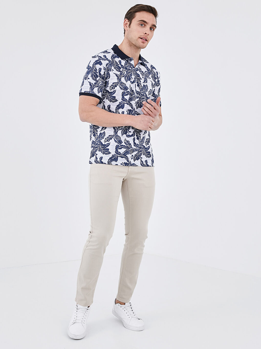 İndigo Polo Yaka Kısa Kollu Desenli Pike Erkek Tişört-3