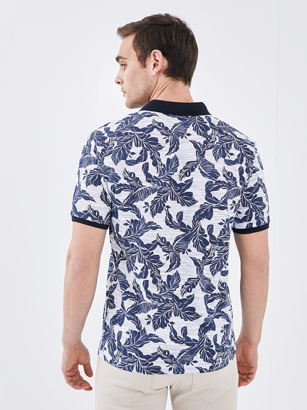 İndigo Polo Yaka Kısa Kollu Desenli Pike Erkek Tişört-4