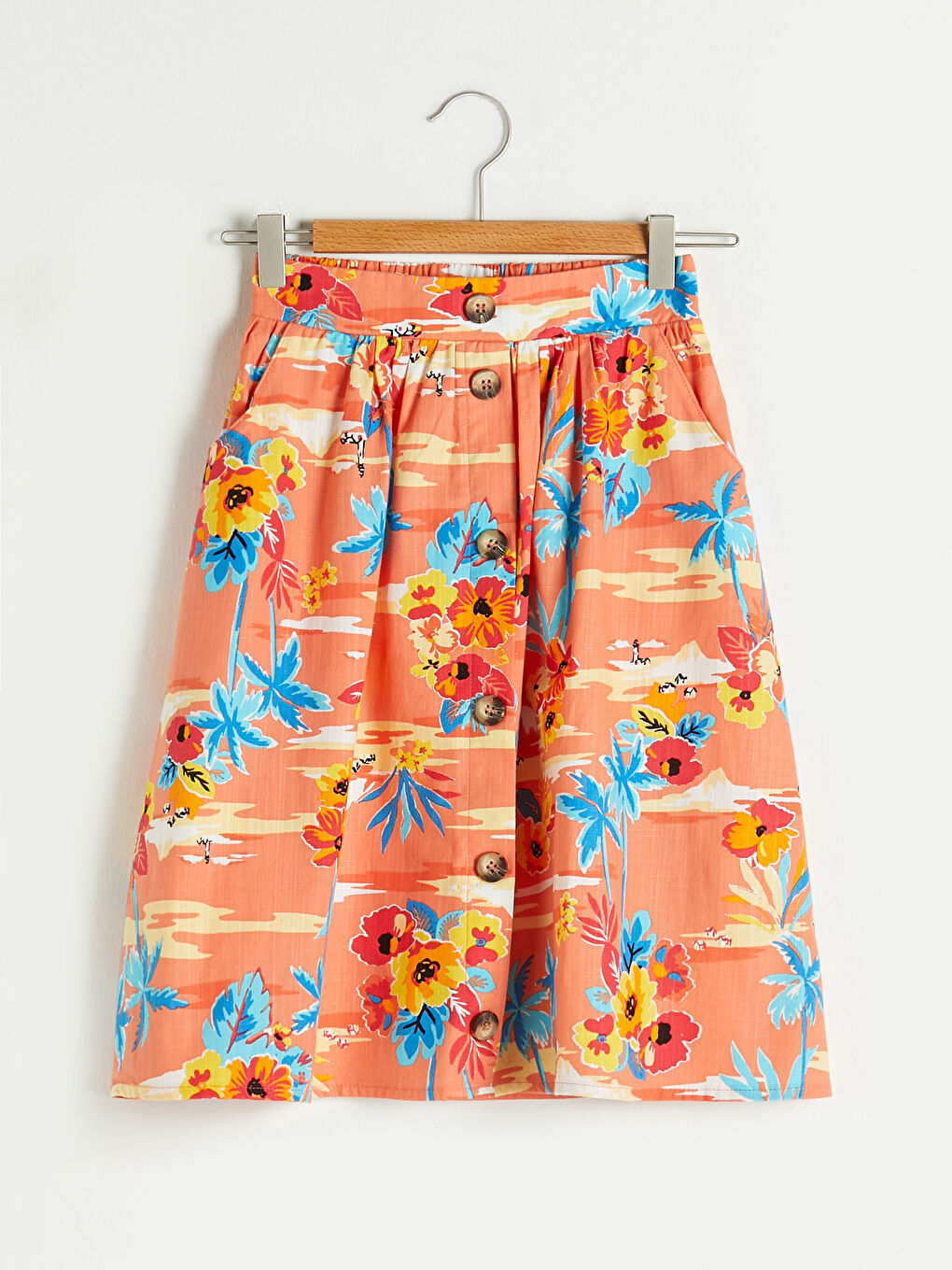 Jupe Fille en Popeline À Motifs à Taille Élastique