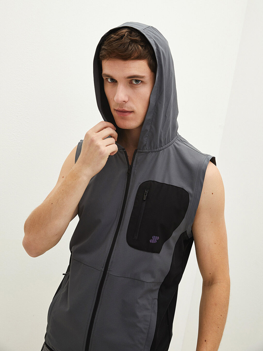 Men's Active Sports Vest with Standard Fit Hood-1