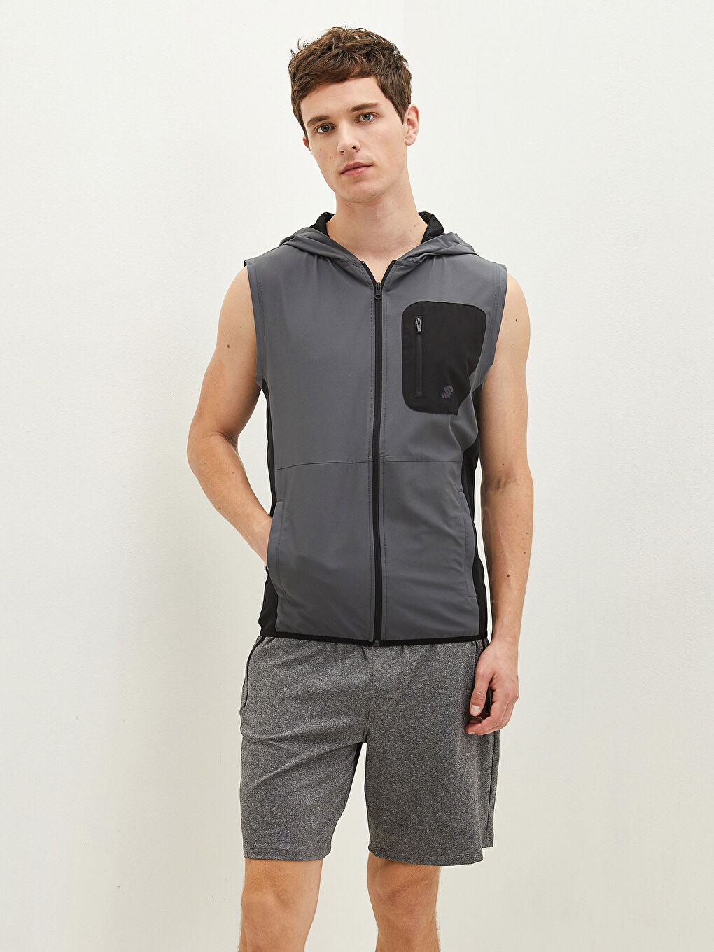 Men's Active Sports Vest with Standard Fit Hood-5