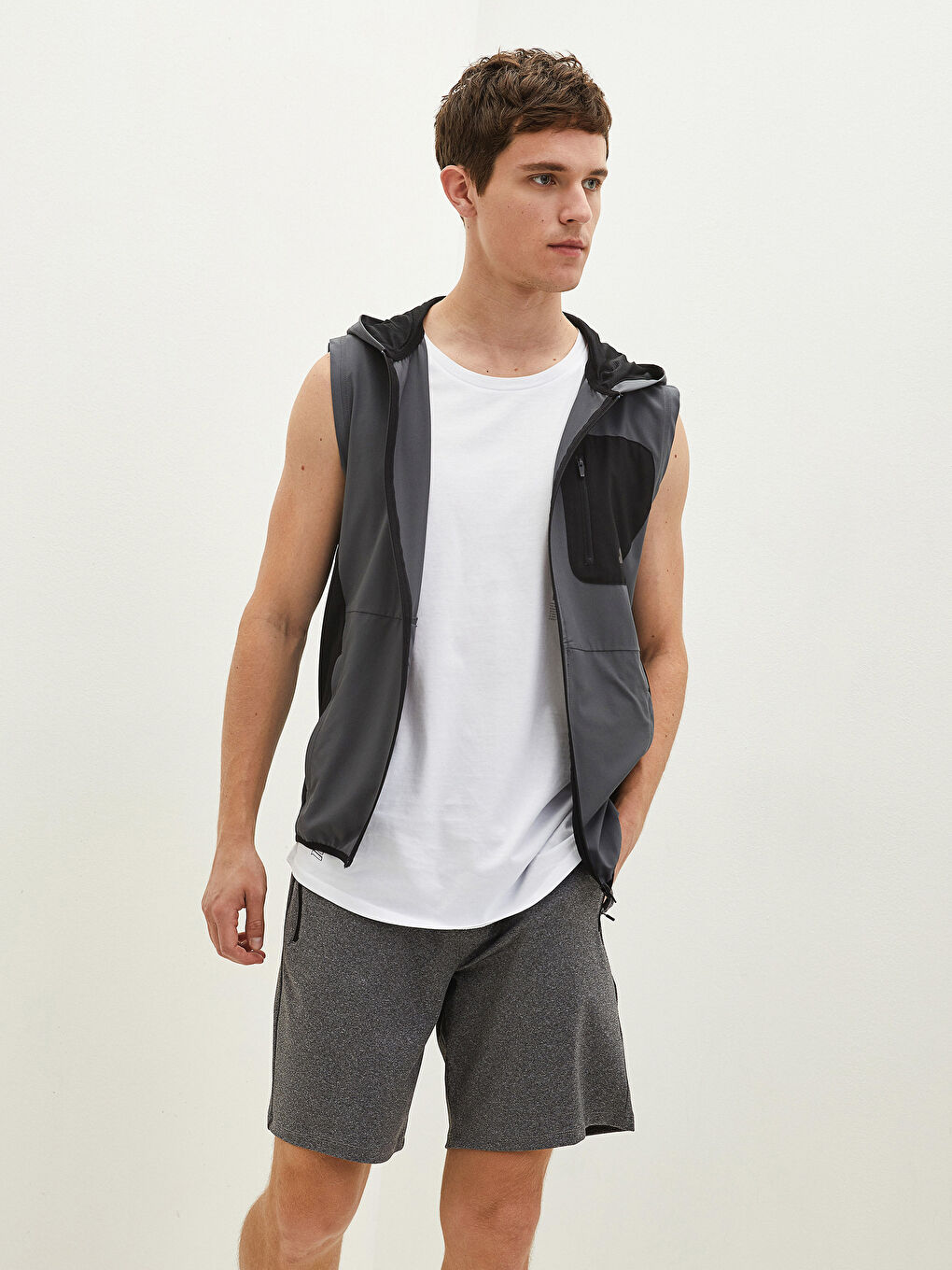 Men's Active Sports Vest with Standard Fit Hood