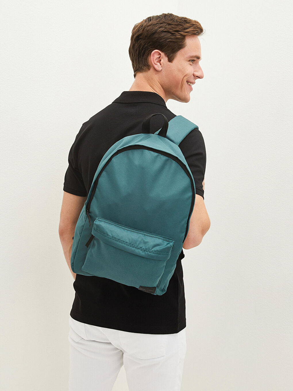 Yeşil Etiket Detaylı Erkek Sırt Çantası-1