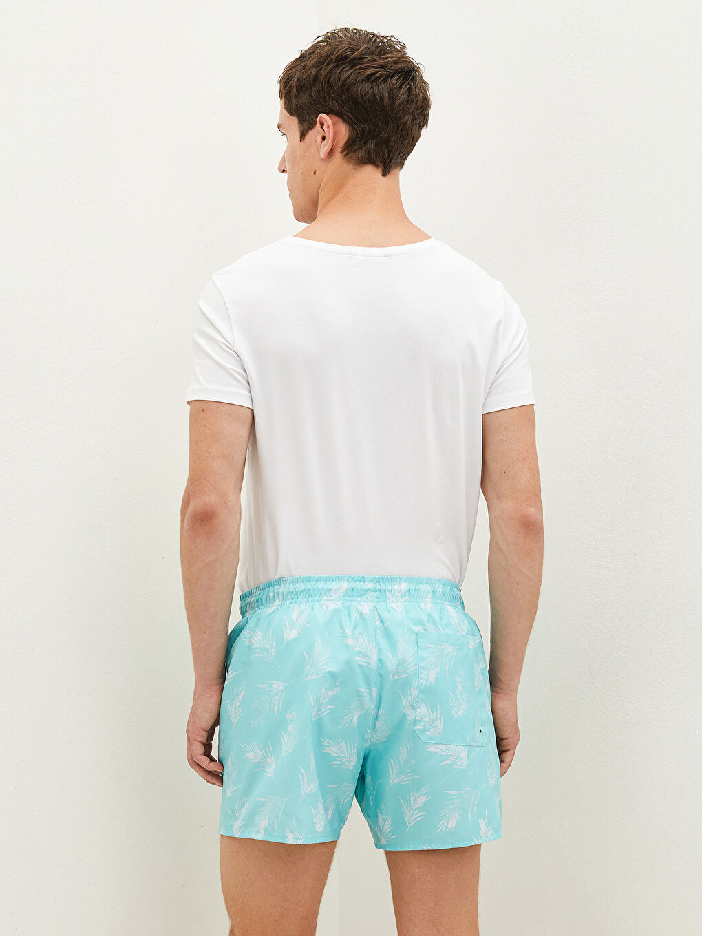 Yeşil Kısa Boy Desenli Erkek Deniz Şortu-6