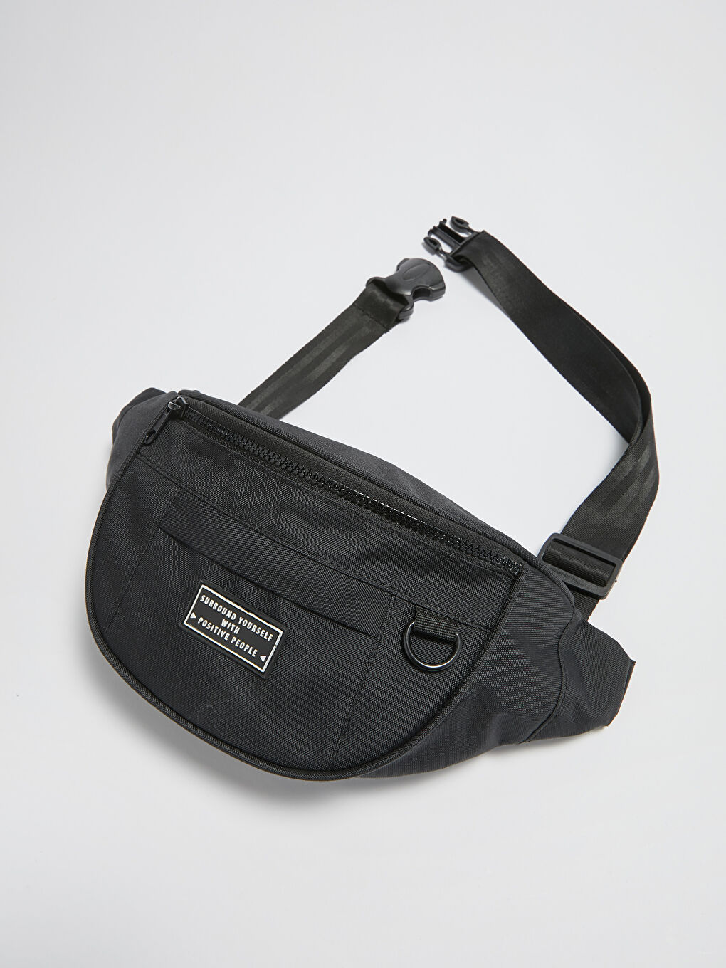 Siyah Etiket Detaylı Erkek Bel Çantası-2