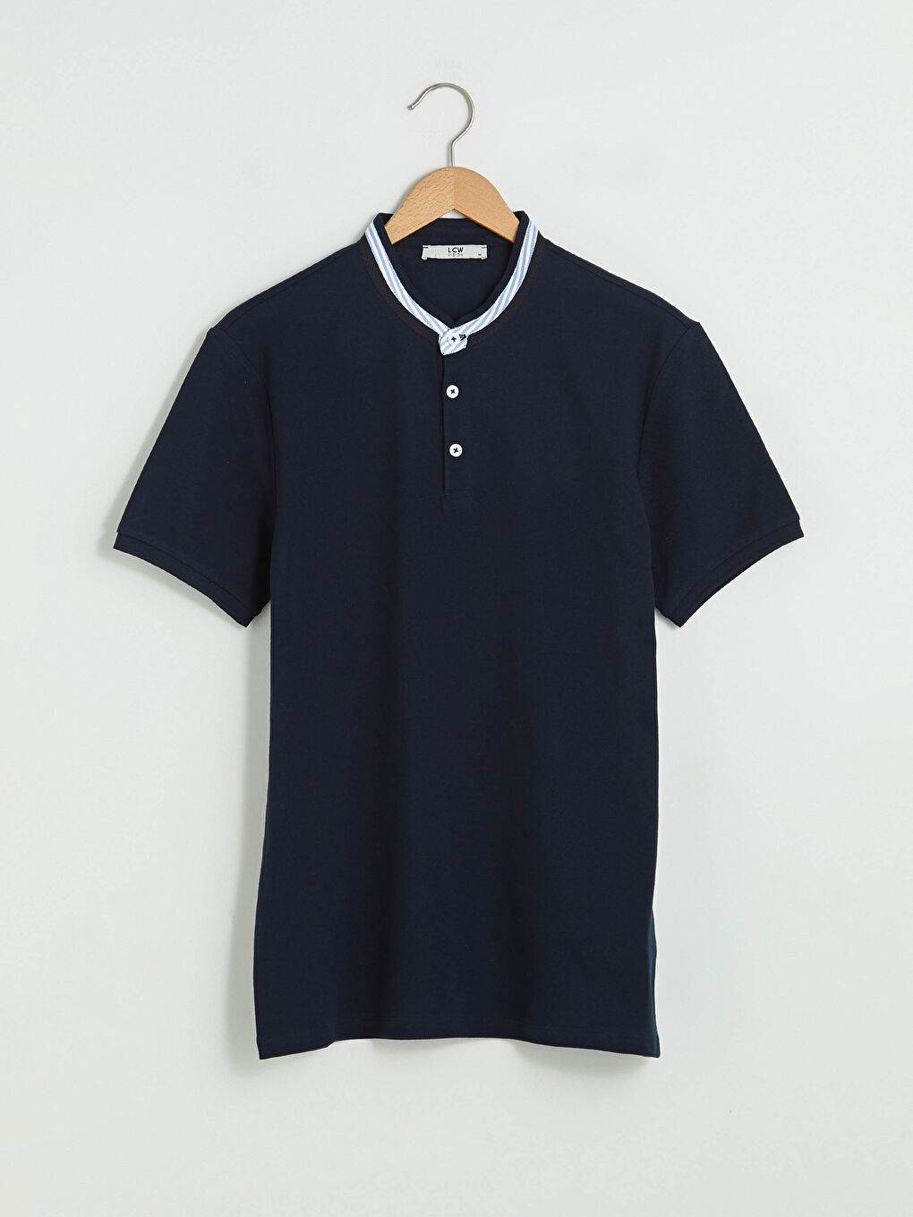 Lacivert Hakim Yaka Pike Erkek Tişört-5