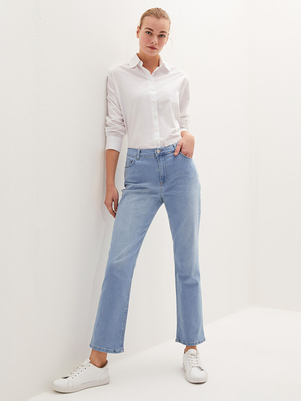 Ženske farmerke visokog struka slim fit-5