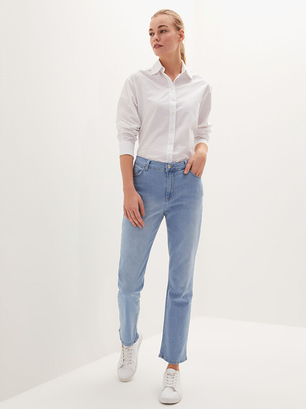 Ženske farmerke visokog struka slim fit-6