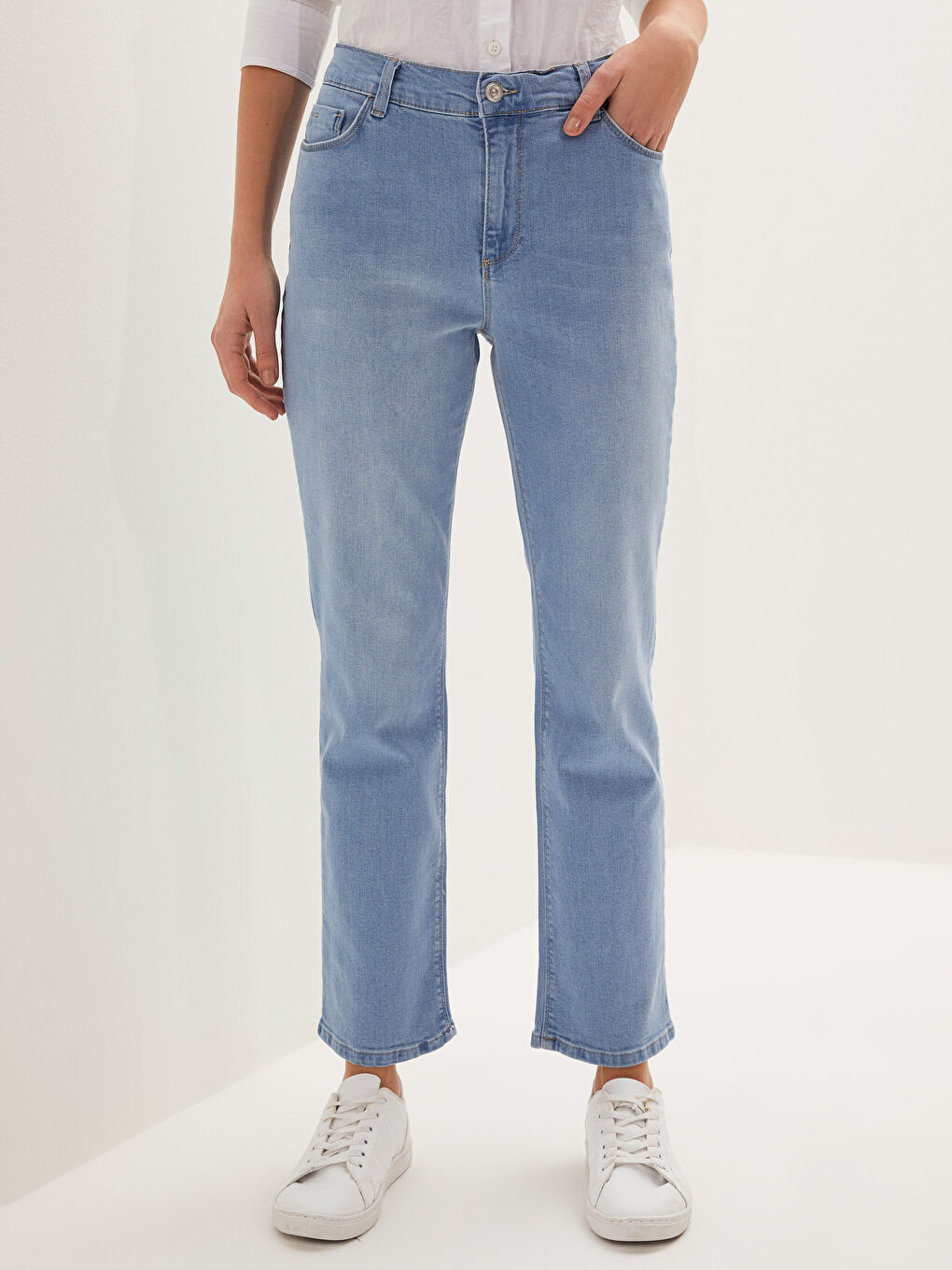 Ženske farmerke visokog struka slim fit-7