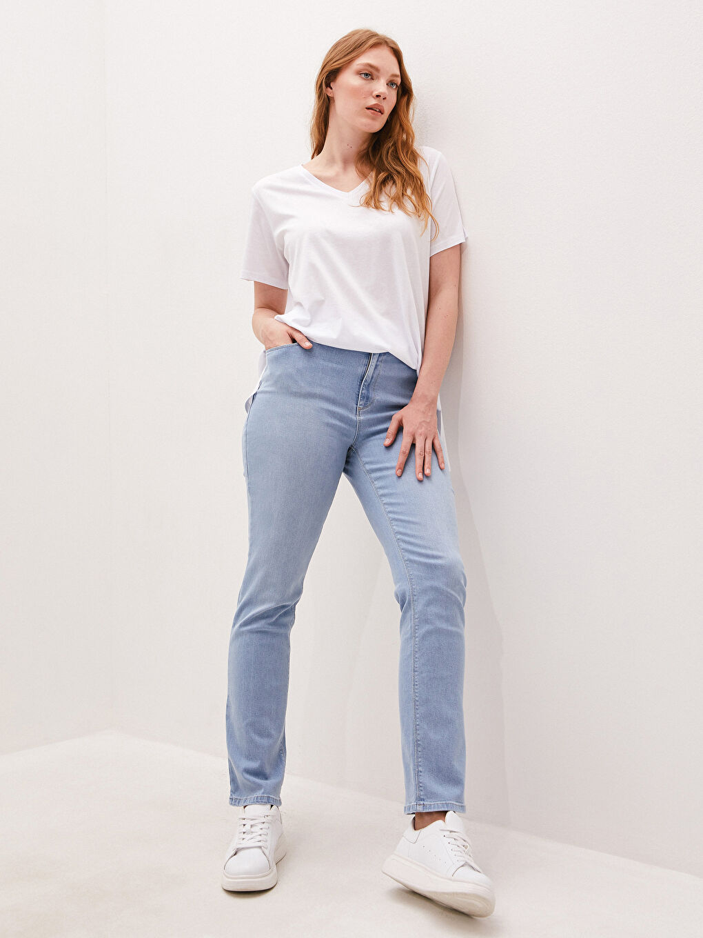Ženske farmerke visokog struka slim fit-2