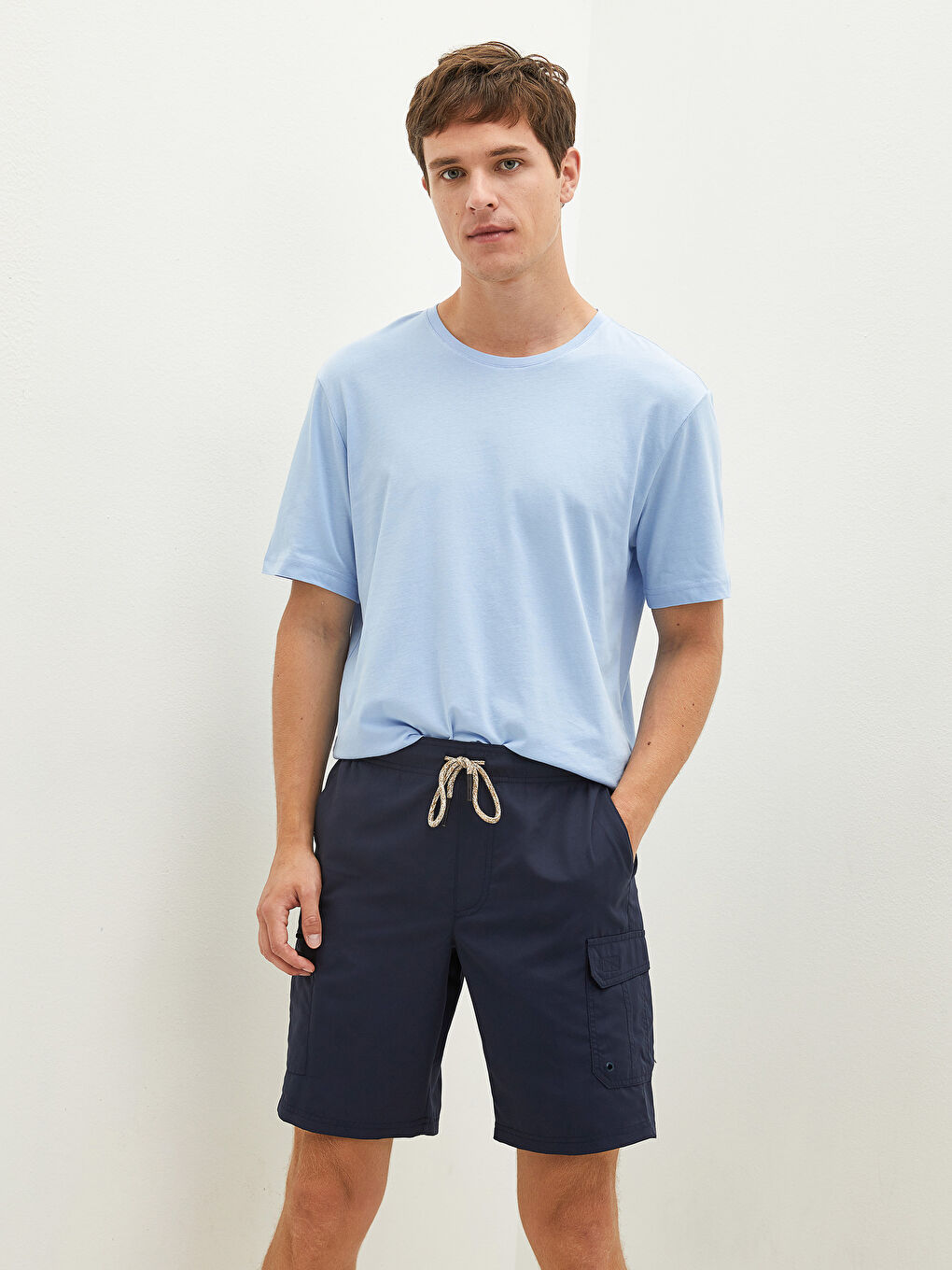 İndigo Uzun Boy Basic Erkek Deniz Şortu-1