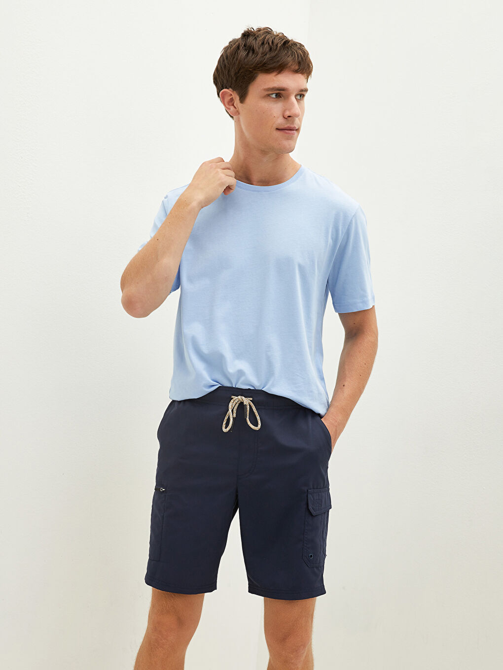 İndigo Uzun Boy Basic Erkek Deniz Şortu-3
