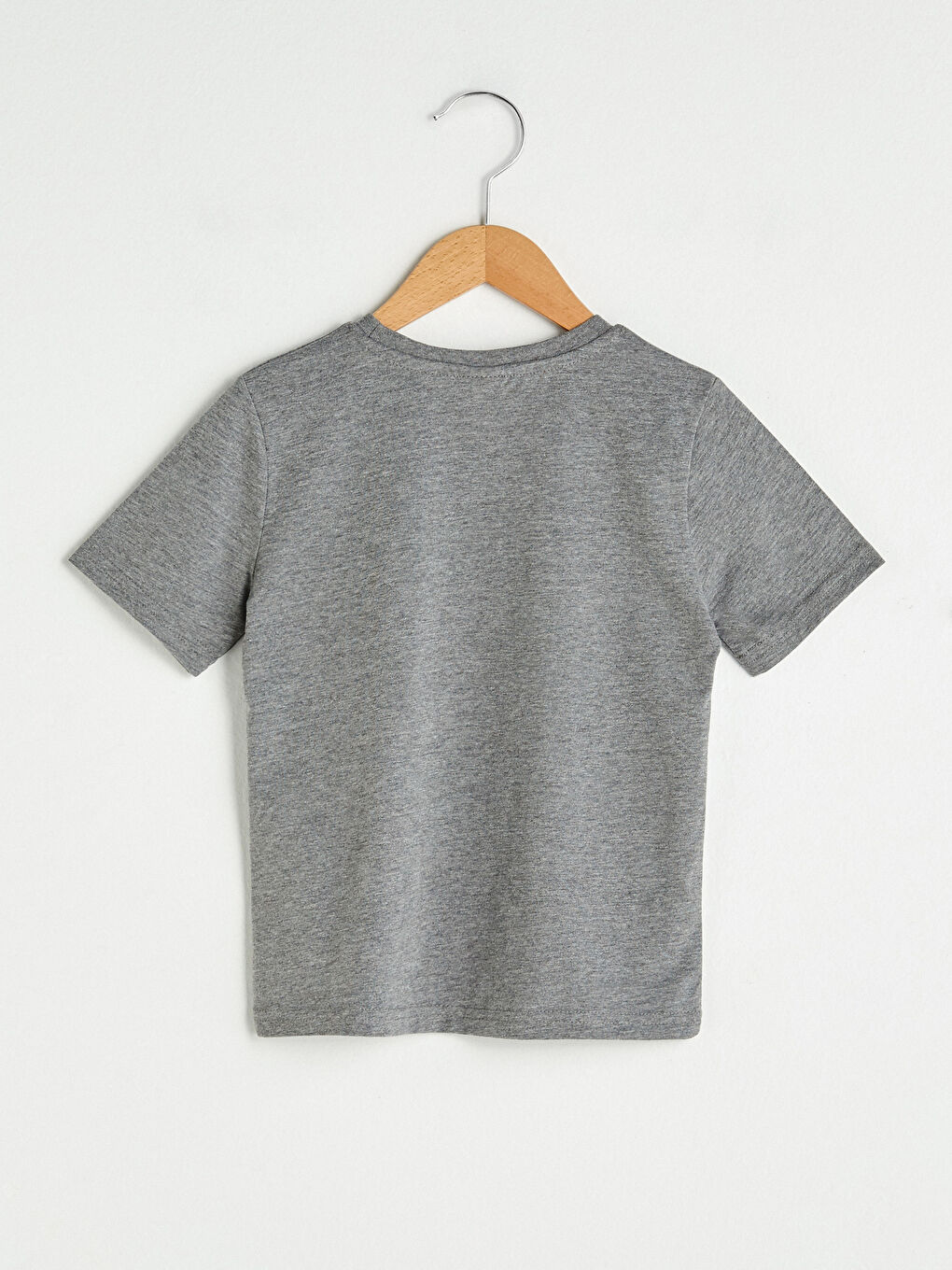 Gri Bisiklet Yaka Baskılı Kısa Kollu Erkek Çocuk Tişört-1
