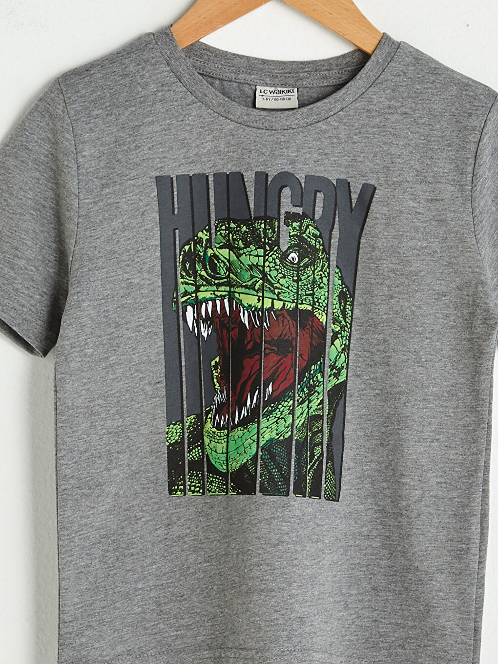 Gri Bisiklet Yaka Baskılı Kısa Kollu Erkek Çocuk Tişört-2