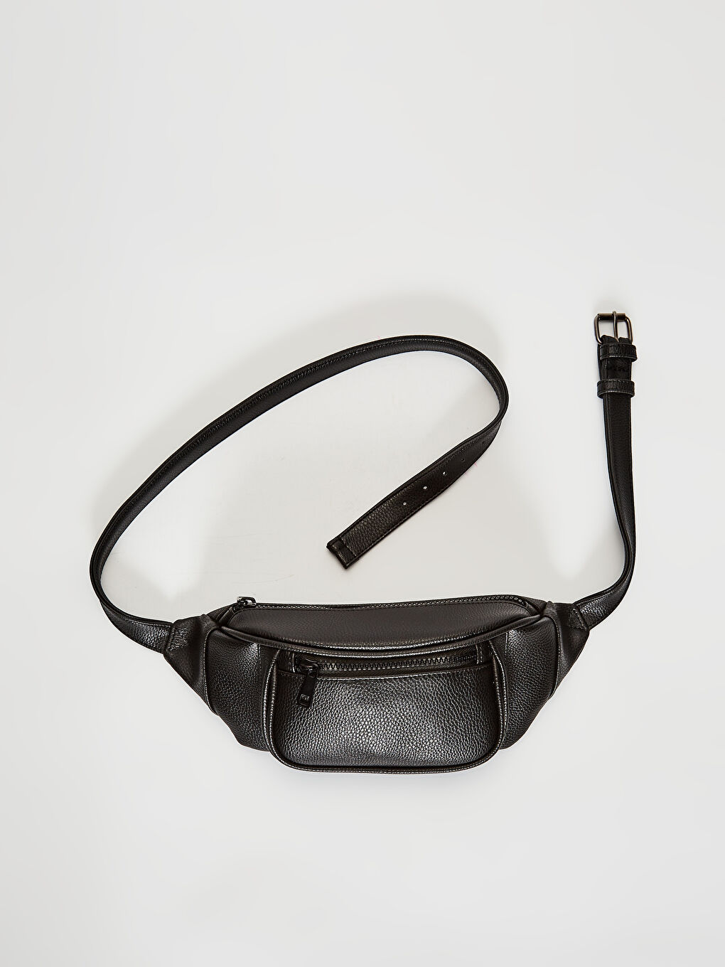 Siyah Erkek Deri Görünümlü Bel Çantası-2