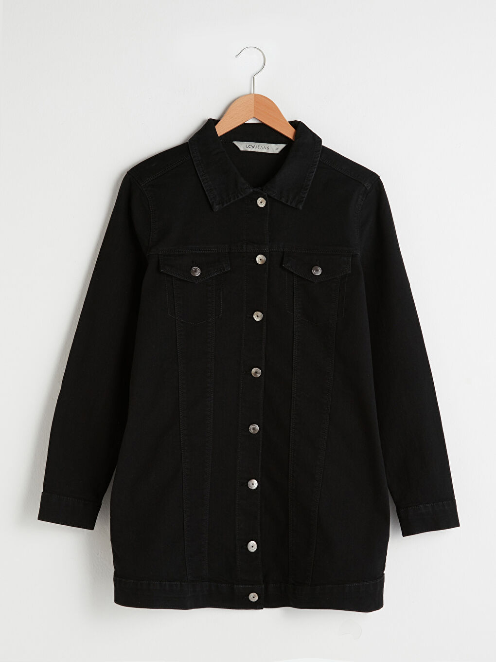 Shirt Collar Pocket Detailed Long Sleeve Women's Jean Jacket-6