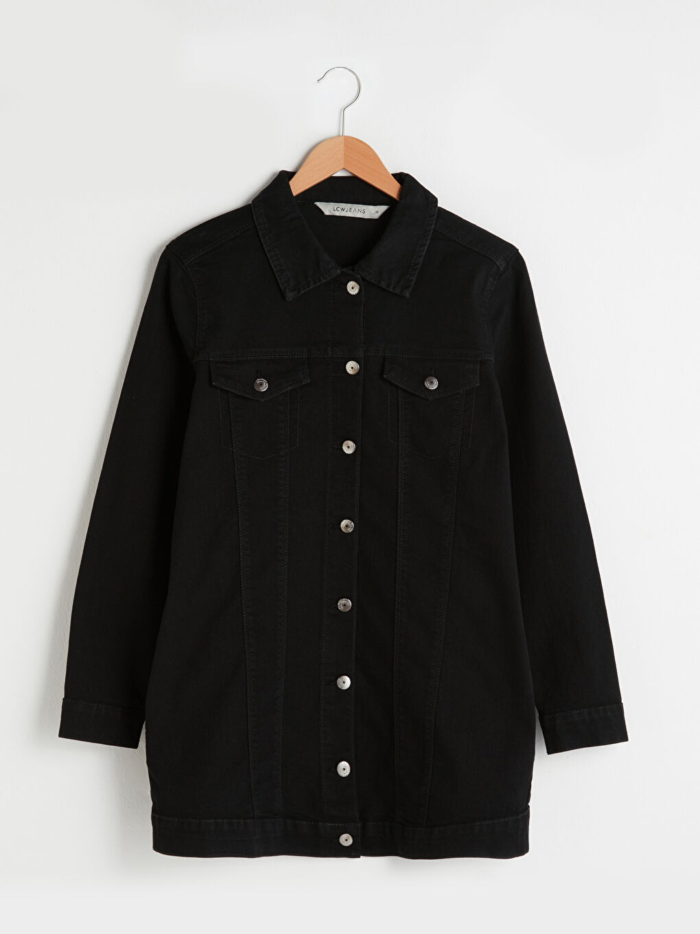 Shirt Collar Pocket Detailed Long Sleeve Women's Jean Jacket-7