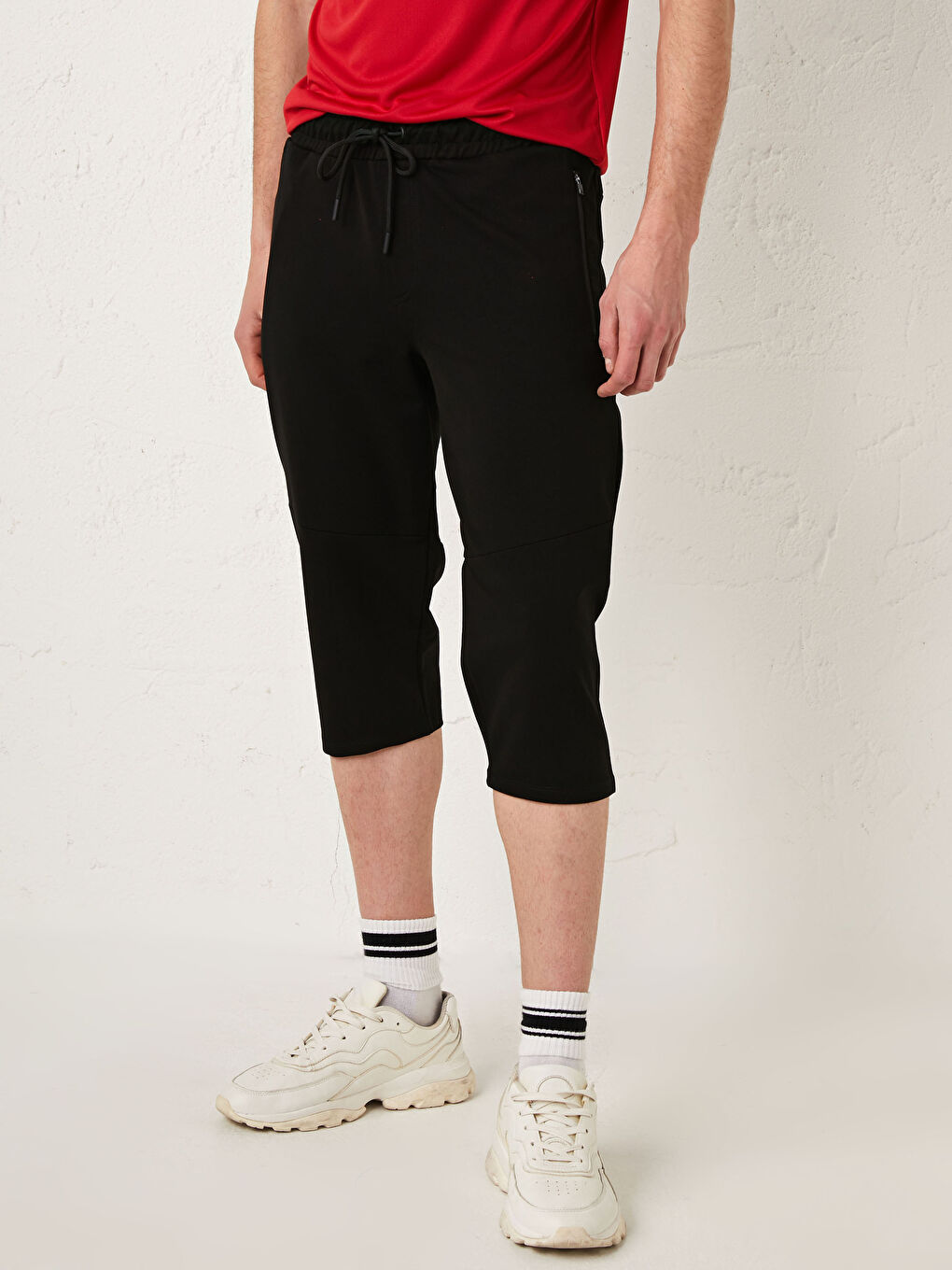 Siyah Standart Kalıp Erkek Spor Kapri-2