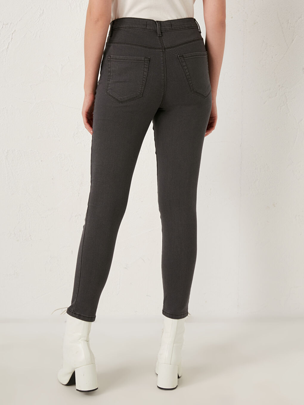 Gri Yüksek Bel Mercury Skinny Fit Kadın Jean Pantolon-3