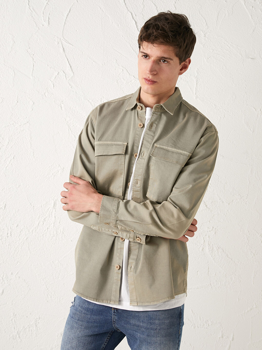 XSIDE Regular Fit Long Sleeve Gabardine Men's Shirt -S19162Z8-GEK