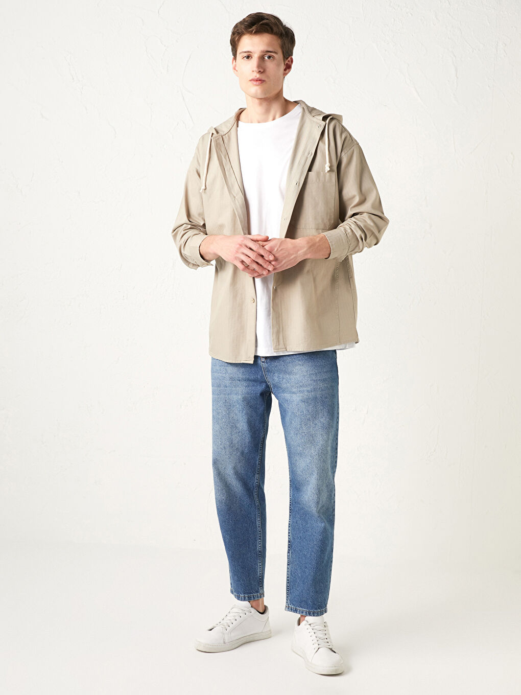 Рубашка с капюшоном и длинным рукавом из оксфорда для мужчин-2