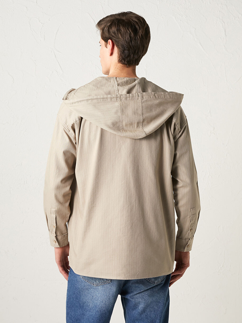 Рубашка с капюшоном и длинным рукавом из оксфорда для мужчин-3