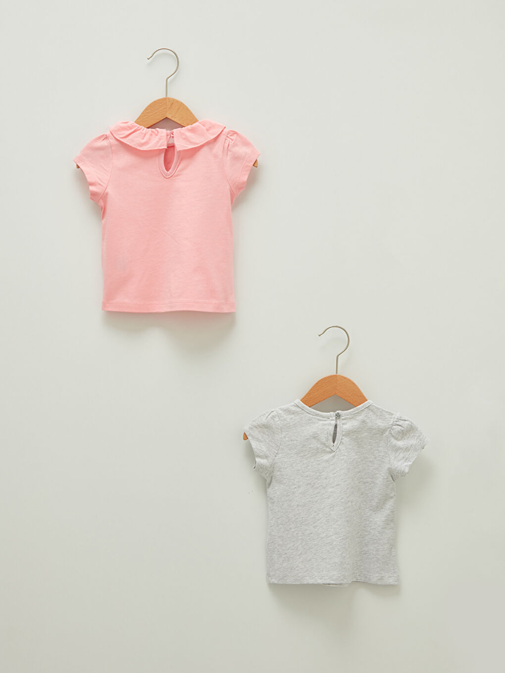 Crew Neck Short Sleeve Printed Cotton Baby Girl T-Shirt 2 Pieces-1