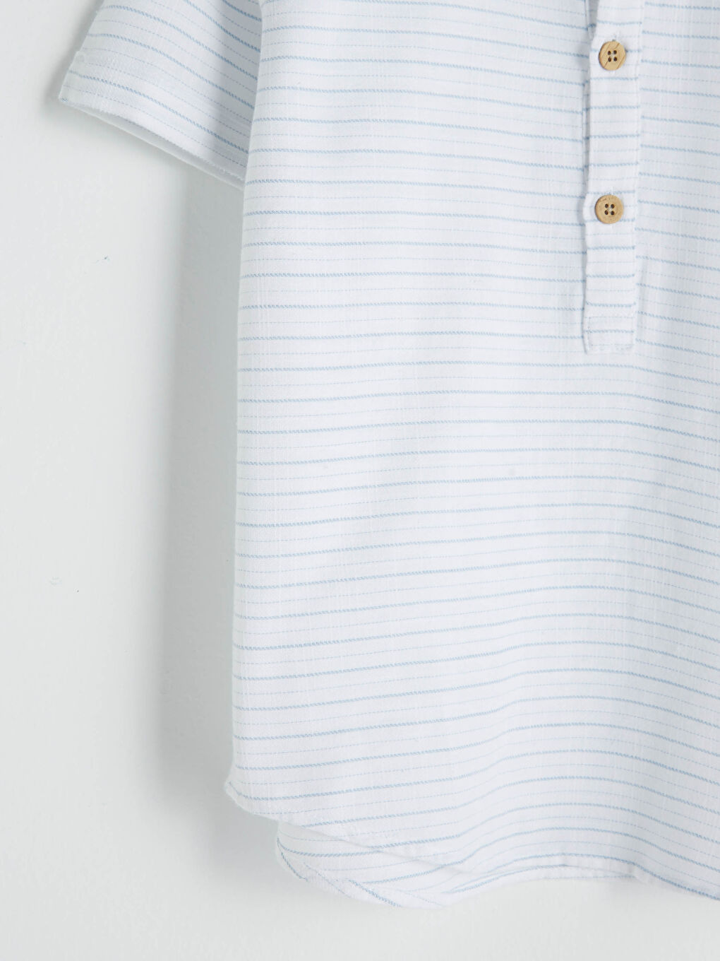Mavi Hakim Yaka Çizgili Kısa Kollu Erkek Çocuk Gömlek-2