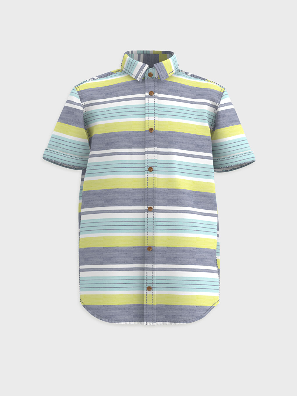 Mavi Erkek Çocuk Çizgili Poplin Gömlek