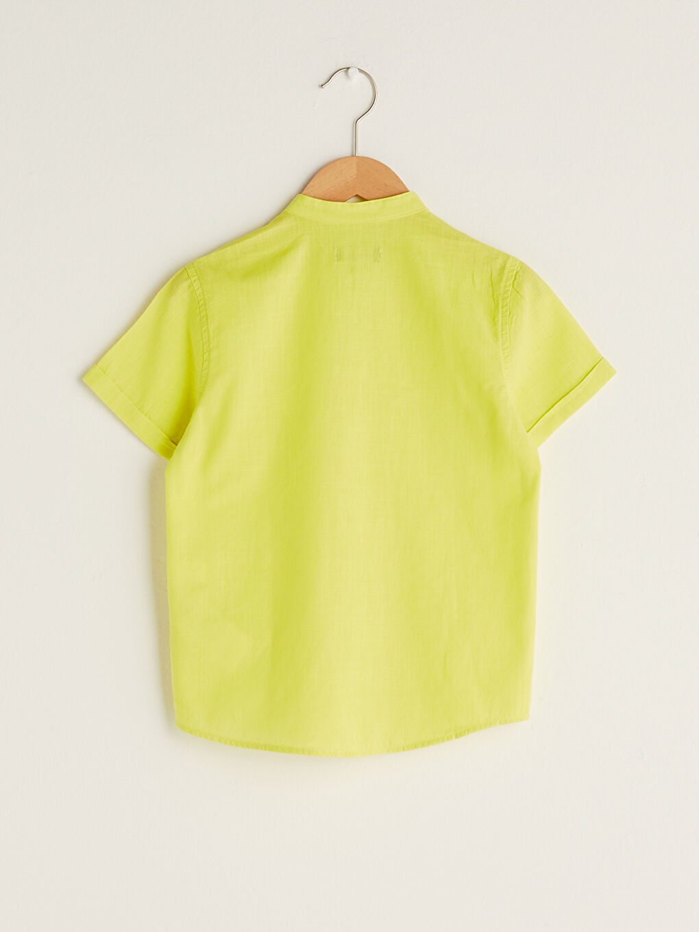 Yeşil Hakim Yaka Basic Kısa Kollu Poplin Erkek Çocuk Gömlek-1