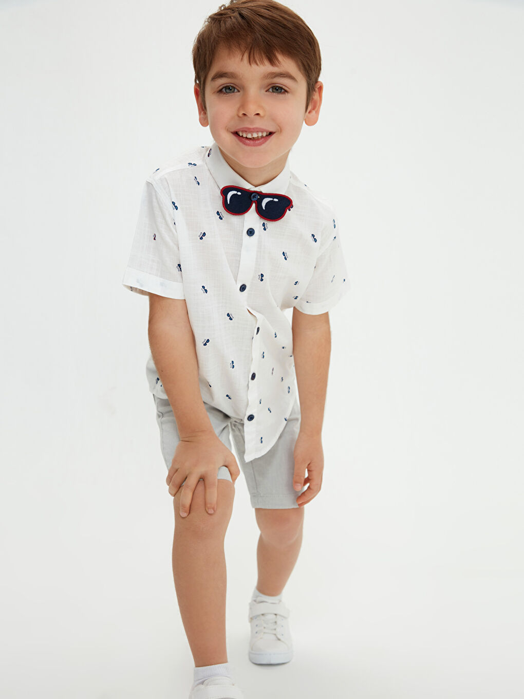 Cămașă din Poplin pentru Băieți și Papion-2