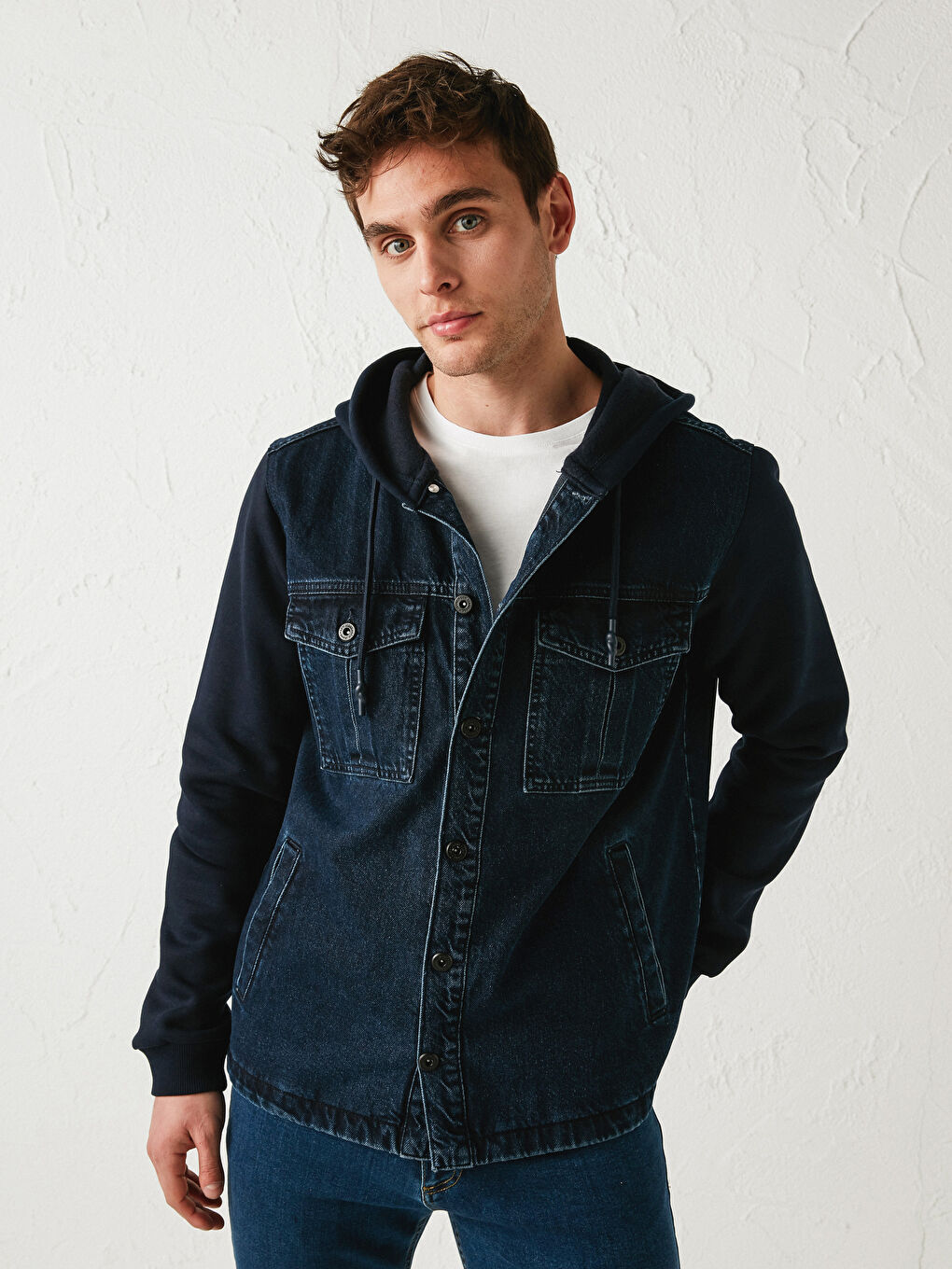 XSIDE Regular Fit Jeansjacke Für Herren Mit Kapuze -S19206Z8-309