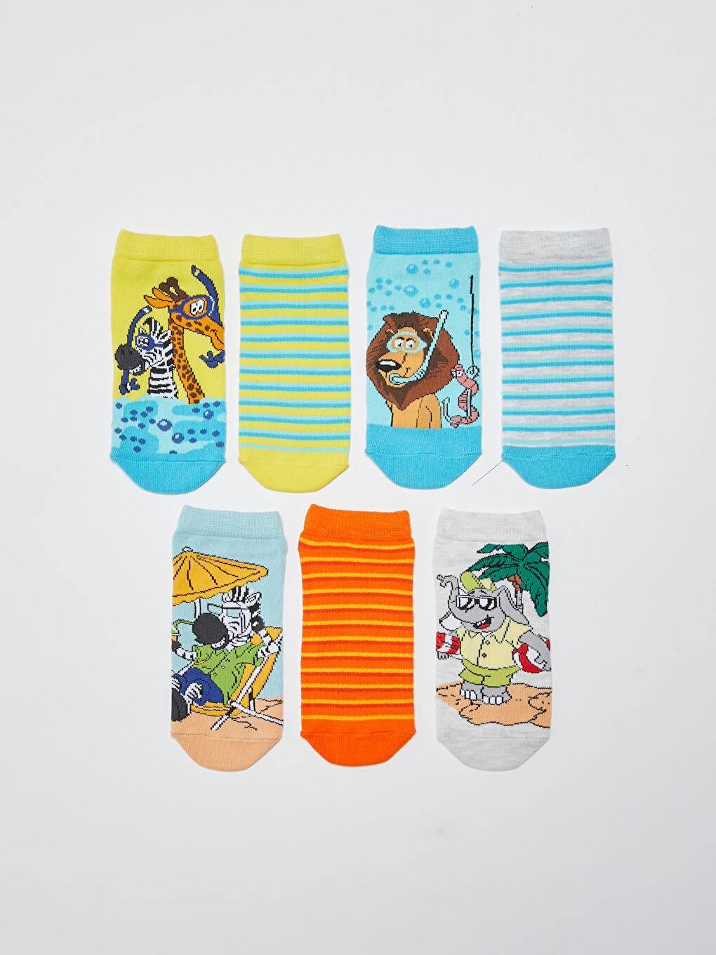 Patterned Boys' Trainer Socks 7 Pack-3