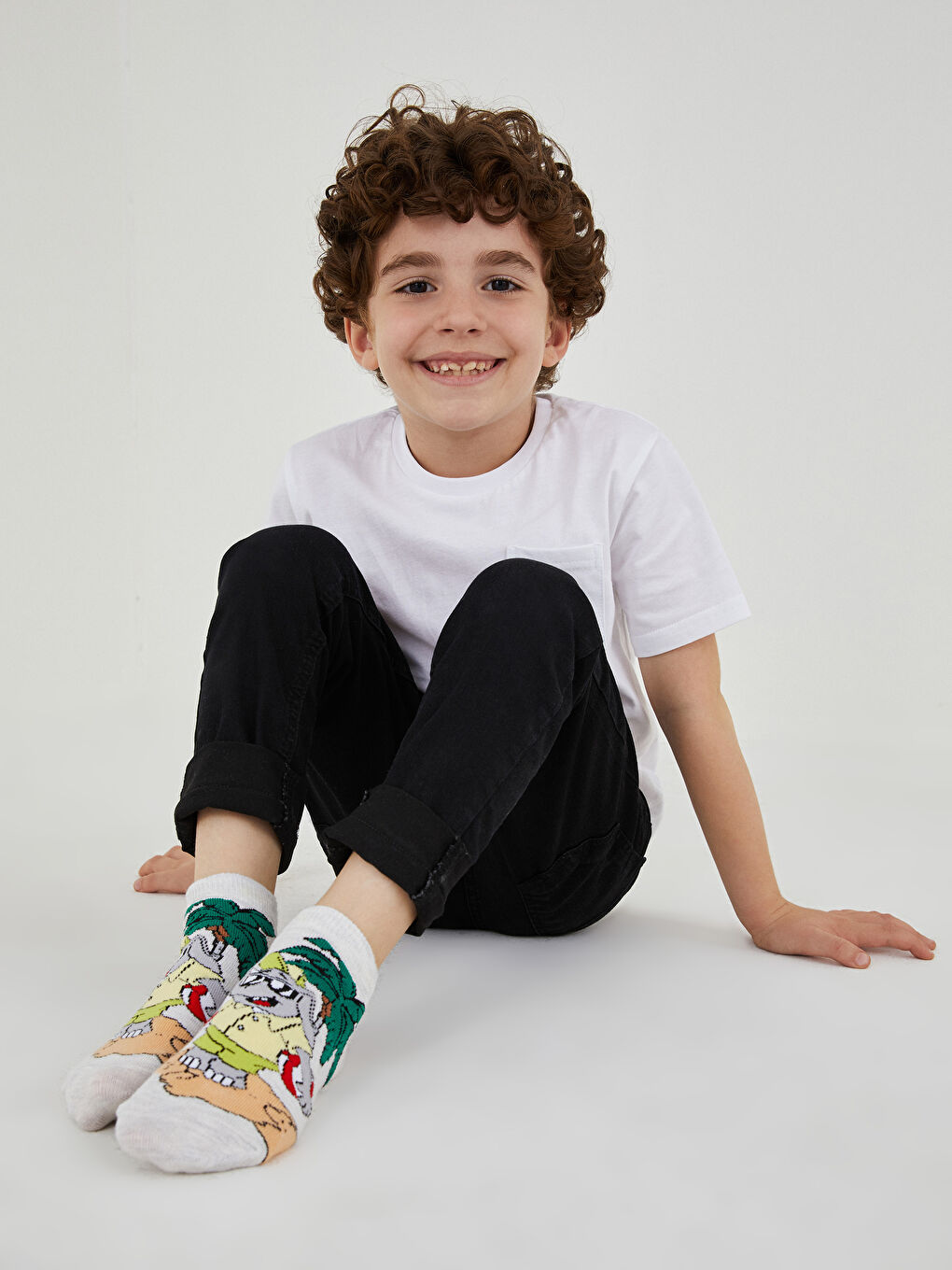 Patterned Boys' Trainer Socks 7 Pack-1