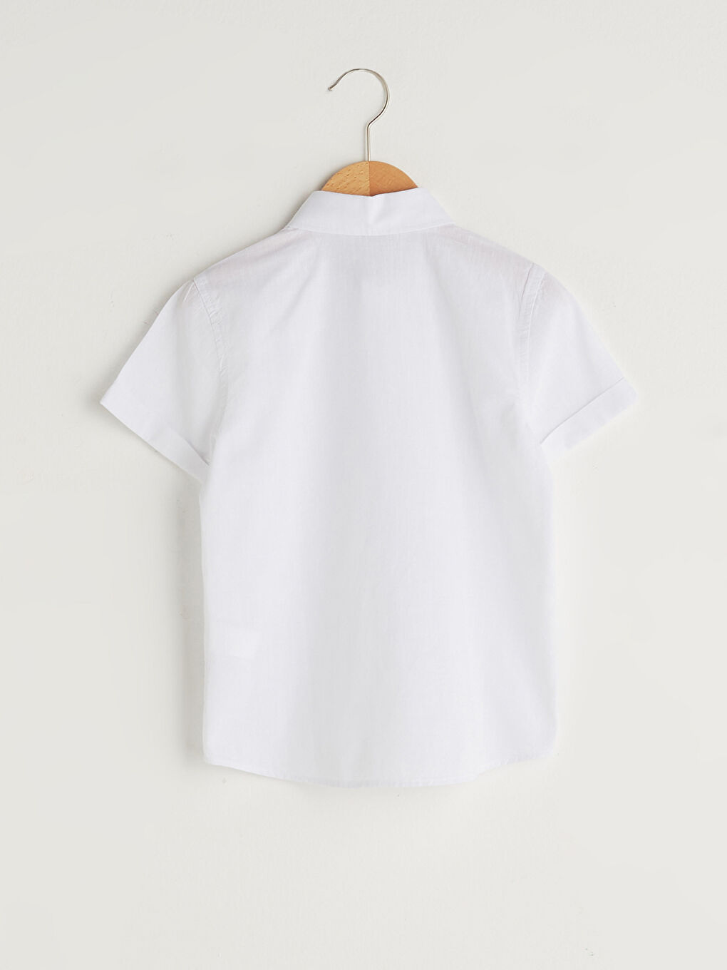 Beyaz Basic Kısa Kollu Poplin Erkek Çocuk Gömlek-1