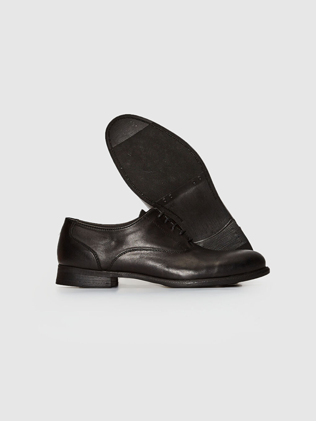 Siyah Hakiki Deri Bağcıklı Erkek Klasik Ayakkabı-3