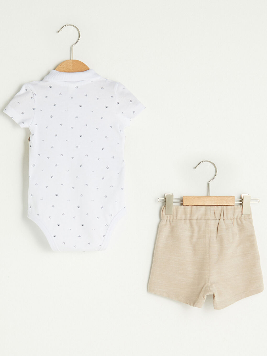 قميجة ب كول كم قصير قطن بيبي دري بالضغطات بودي و شورط مجموعة من جوج طروفة-3