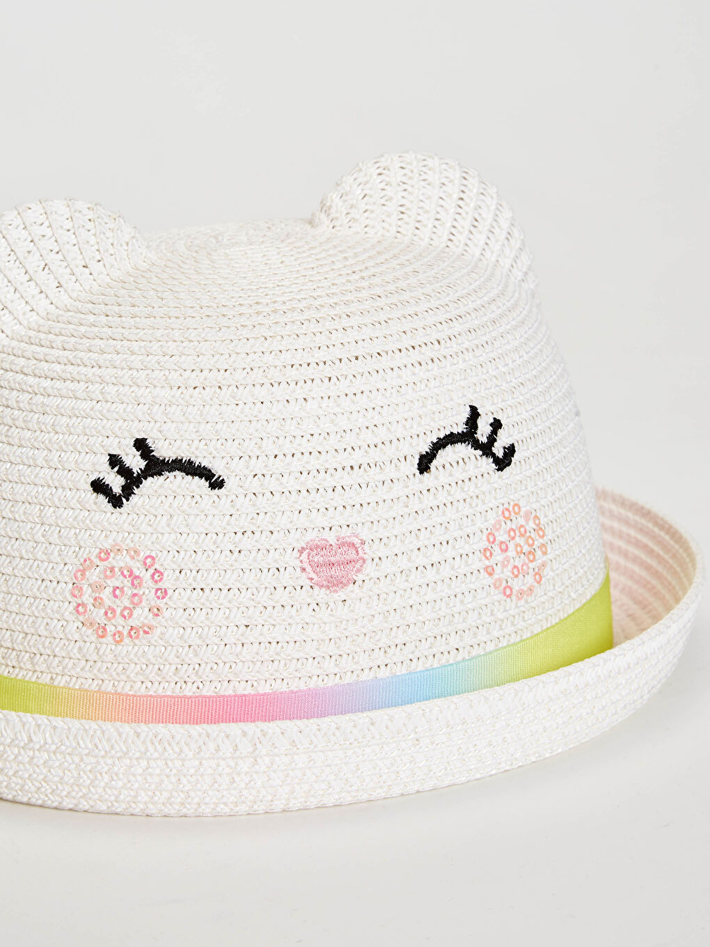 قبعة قش مزخرفة للبنات-1