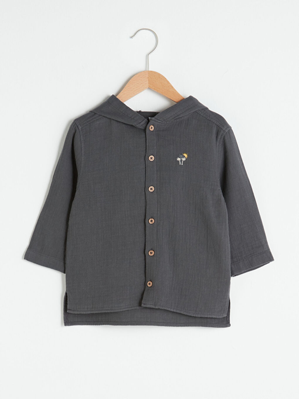 Chemise À Capuche Manches Longues Détails Brodés En Coton Pour Garçon Bébé